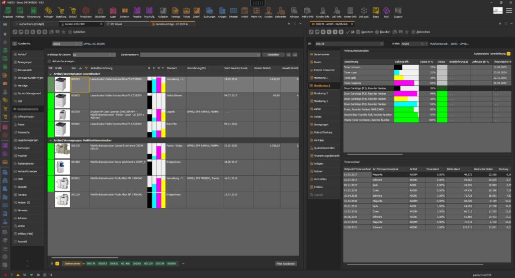 Dashboard Infominds Radix MPS Monitor